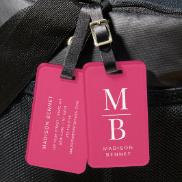 Elegant Monogram Rosa Bagagebricka