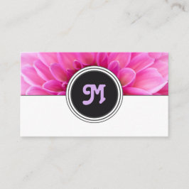 Elegant monogram rosa blomma florist vit grått visitkort
