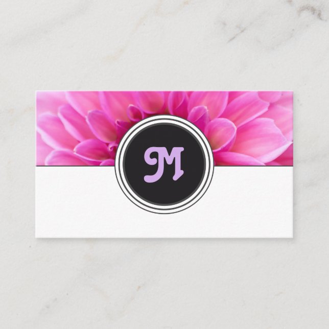 Elegant monogram rosa blomma florist vit grått visitkort (Framsida)
