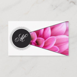 Elegant monogram rosa blomma florist vit grått visitkort