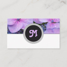 Elegant monogram rosa blomma florist vit grått visitkort
