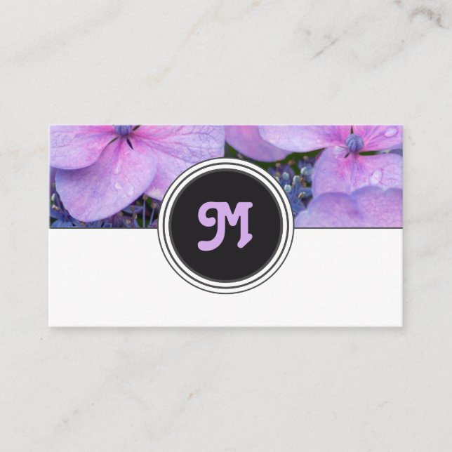 Elegant monogram rosa blomma florist vit grått visitkort (Framsida)