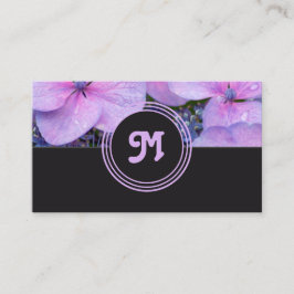 Elegant monogram rosa blomstermörk grått visitkort