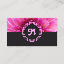 Elegant monogram rosa blomstermörk grått visitkort