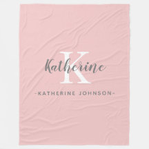 Elegant Monogram  Rosa Fleece Blanket
