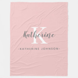 Elegant Monogram Rosa Fleece Blanket