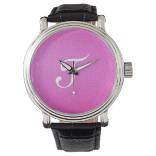Elegant Monogram rosa glitter Armbandsur