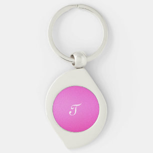 Elegant Monogram rosa glitter Swirl Silverfärgad Nyckelring