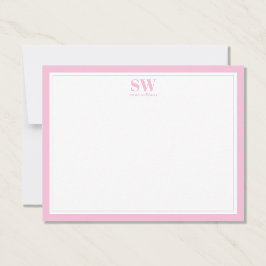 Elegant Monogram  Rosa Gräns minimalistisk Anteckningskort