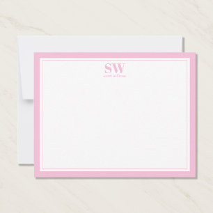 Elegant Monogram Rosa Gräns minimalistisk Anteckningskort