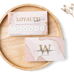 Elegant Monogram Rosa Guld Glitter Marble Agate Lojalitetskort