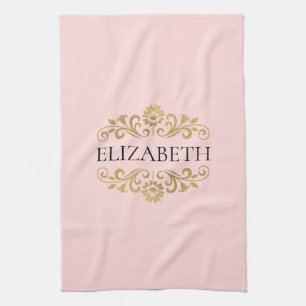 Elegant Monogram  Rosa Guld Kitchen Towel Kökshandduk