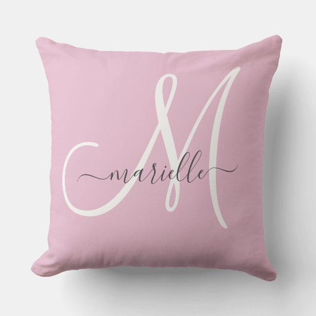 Elegant Monogram Rosa Kuddslang Kudde (Framsida)