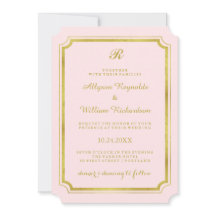 Elegant Monogram Rosa och Faux Guld Bröllop