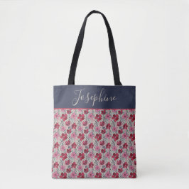 Elegant Monogram  Rosa och rött Tygkasse