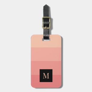 Elegant Monogram Rosa Randig Anpassad Namn Adress Bagagebricka