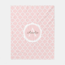 Elegant Monogram Rosa White Modern Script Fleecefilt