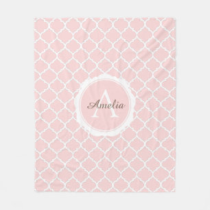 Elegant Monogram Rosa White Modern Script Fleecefilt