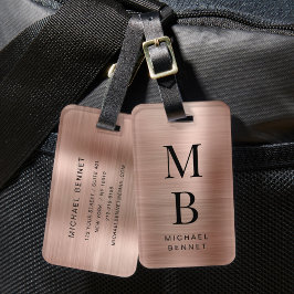 Elegant Monogram Roséguld Bagagebricka