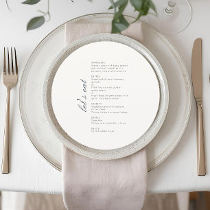 Elegant Monogram Rund Bröllopsmeny Platt Kort