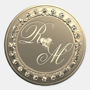 Elegant Monogram Runt Klistermärke