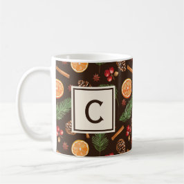Elegant Monogram Rustic Autumn Winter Botanical Kaffemugg