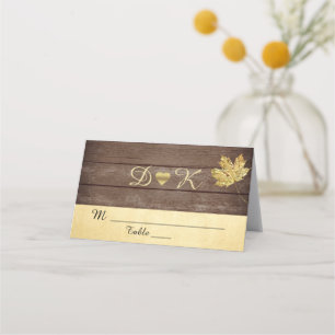 Elegant Monogram Rustic Barn Wood Landsbyggsbröllo Placeringskort
