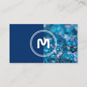 Elegant monogram safir två tonblå kristaller b visitkort