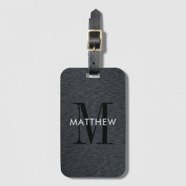 Elegant Monogram Script Black Metall Bagagebricka