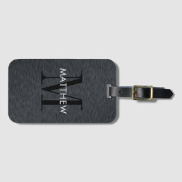 Elegant Monogram Script Black Metall Bagagebricka