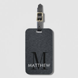 Elegant Monogram Script Black Metall Bagagebricka