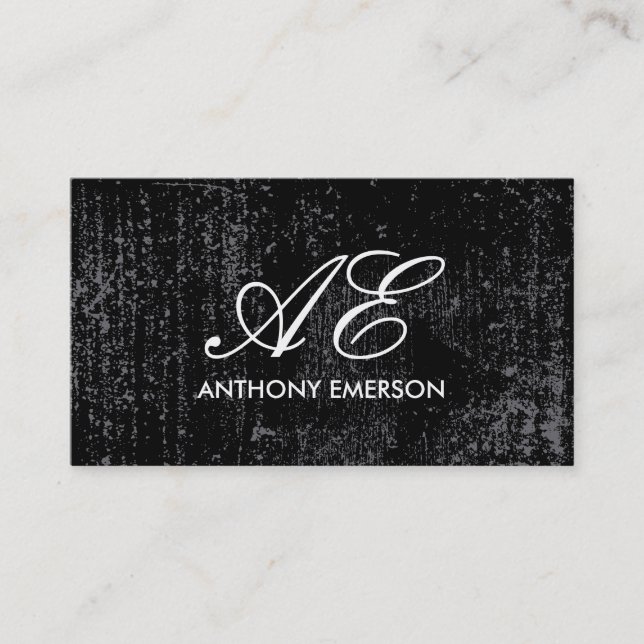 Elegant Monogram Script Grunge Visitkort (Framsida)