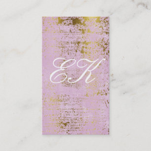 Elegant Monogram Script Guld Grunge Rosa Visitkort