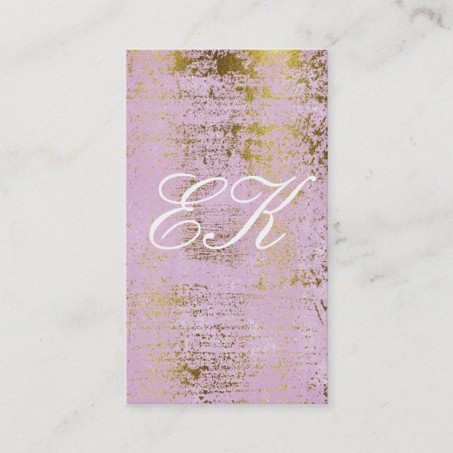 Elegant Monogram Script Guld Grunge Rosa Visitkort (Framsida)