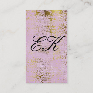 Elegant Monogram Script Guld Grunge Rosa Visitkort