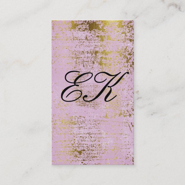 Elegant Monogram Script Guld Grunge Rosa Visitkort (Framsida)