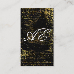 Elegant Monogram Script Guld Grunge Visitkort