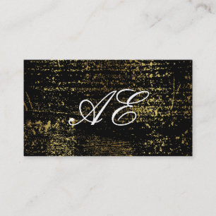Elegant Monogram Script Guld Grunge Visitkort