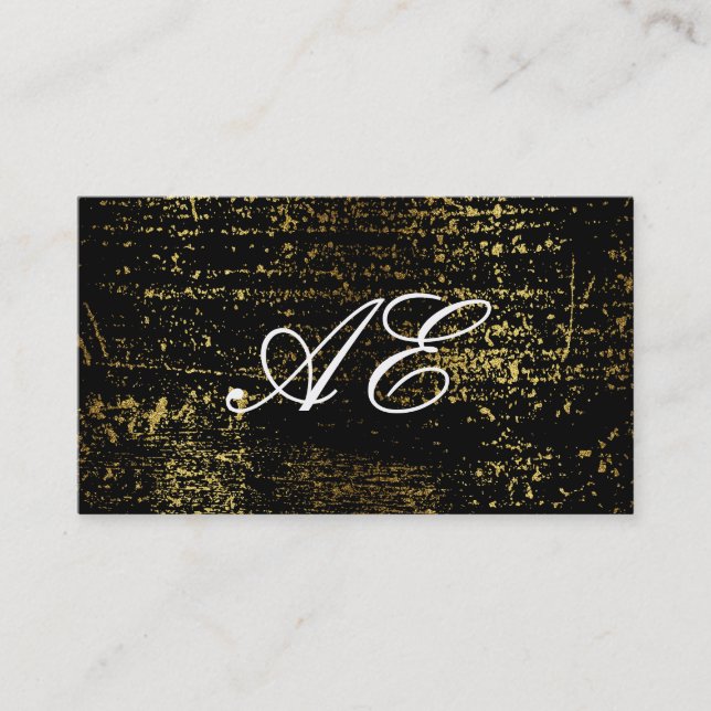 Elegant Monogram Script Guld Grunge Visitkort (Framsida)