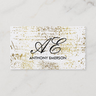 Elegant Monogram Script Guld Grunge Visitkort