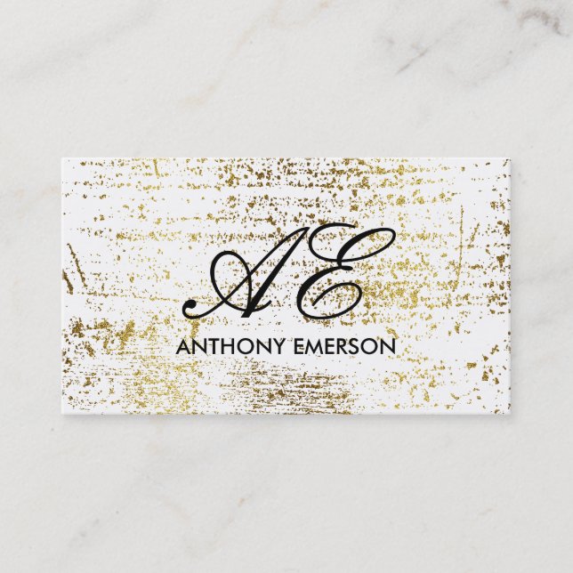 Elegant Monogram Script Guld Grunge Visitkort (Framsida)