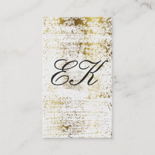 Elegant Monogram Script Guld Grunge Visitkort