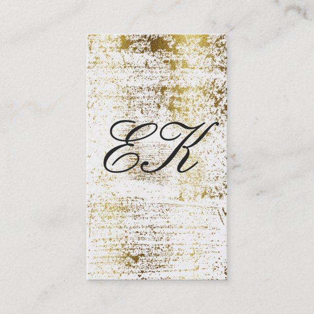 Elegant Monogram Script Guld Grunge Visitkort (Framsida)