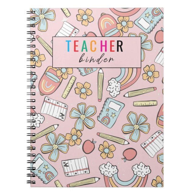 Elegant Monogram Script Kontor Skola 3 Ring Pärm Anteckningsbok (Framsidan)