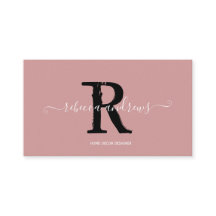 Elegant Monogram Script Namn Initial Dusty Rosa