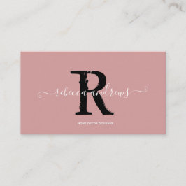 Elegant Monogram Script Namn Initial Dusty Rosa Visitkort