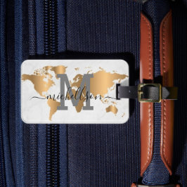 Elegant Monogram Script Namn Snyggt Lu Bagagebricka