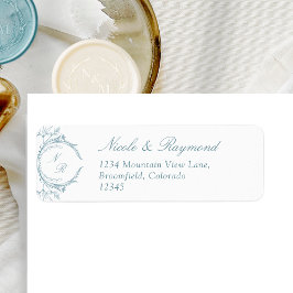 Elegant Monogram Sea Glass Bröllop Returadress Returadress Etikett
