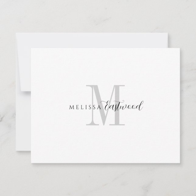 Elegant Monogram Serif-teckensnitt Anteckningskort (Framsida)