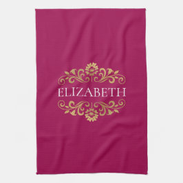 Elegant Monogram Shock rosa Kitchen Towel Kökshandduk